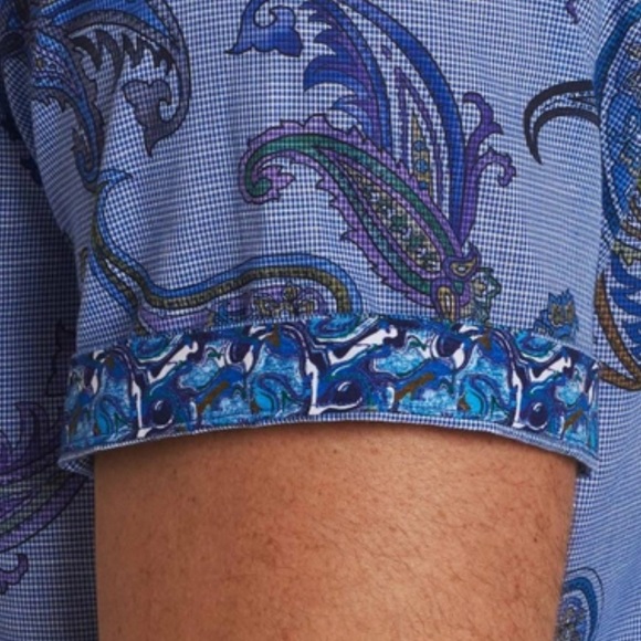 ROBERT GRAHAM ‘NOTRE DAME’ PAISLEY PRINT SHORT-SLEEVE CLASSIC FIT SHIRT - INDIGO - Picture 5 of 15